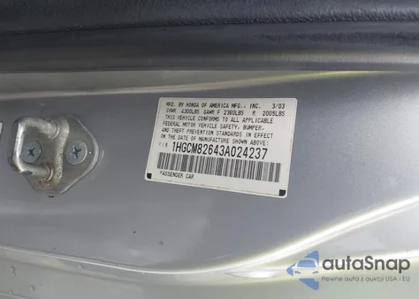 2003 Honda Accord 3.0 Ex z USA, uszkodzony, nr VIN 1HGCM82643A024237